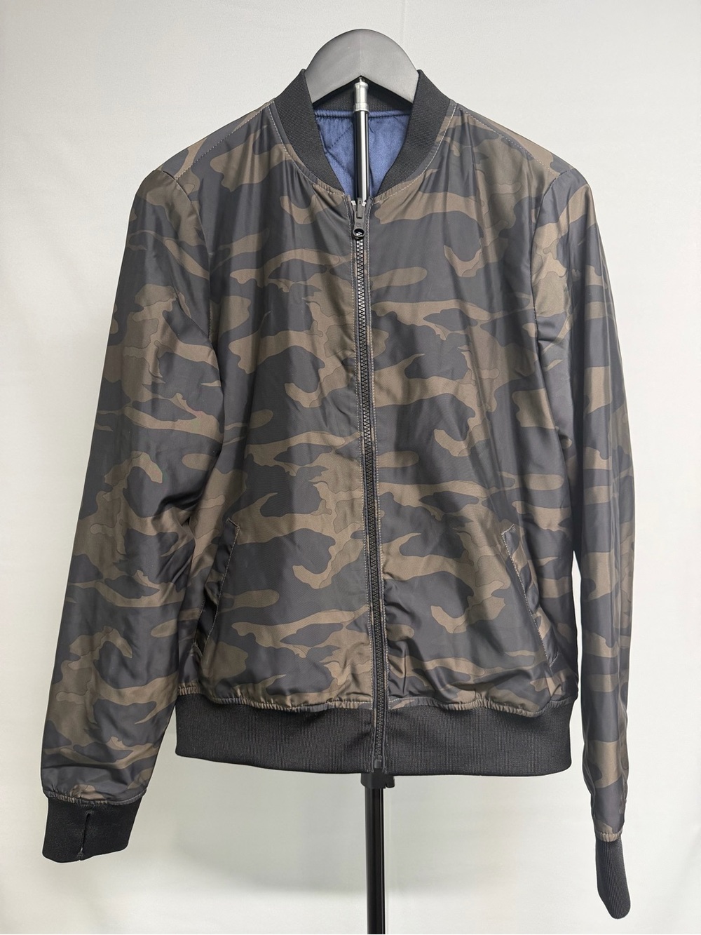 blanc noir Reversible Camo/Navy Bomber Jacket - Two jackets in One!!